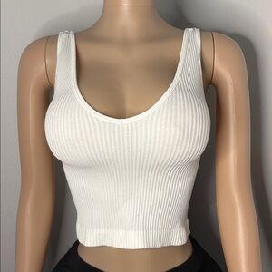Elegant White Ribbed Tank Top